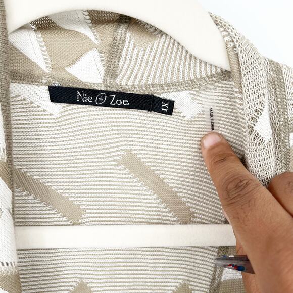 Nic + Zoe Womens Geometric Print Open Front Layered Cardigan Sweater Size 1X - Picture 5 of 7